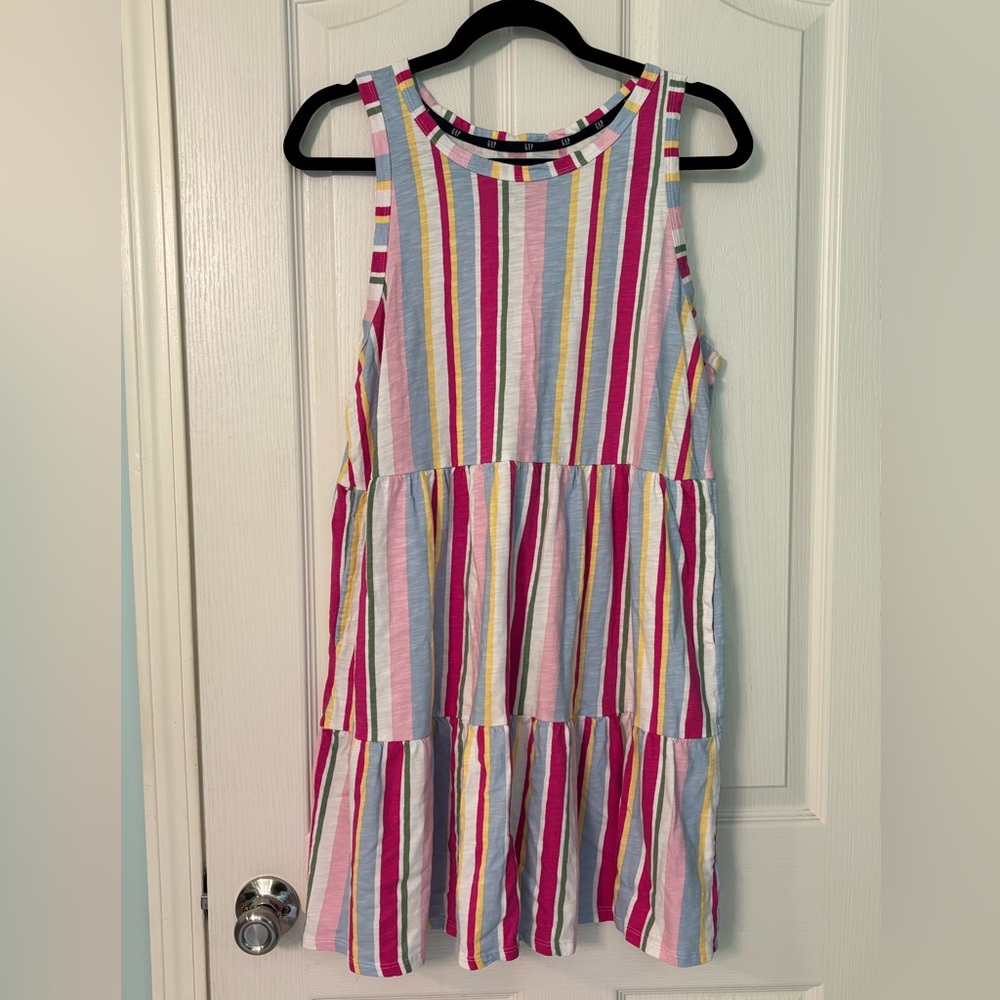 GAP Pink and White Sleeveless Sundress